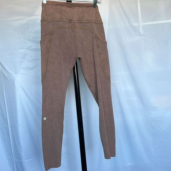 Lululemon Fast and Free Tight II 25" Ice Dye Size 8 Ice Wash Brown Earth Pockets - Picture 3 of 16